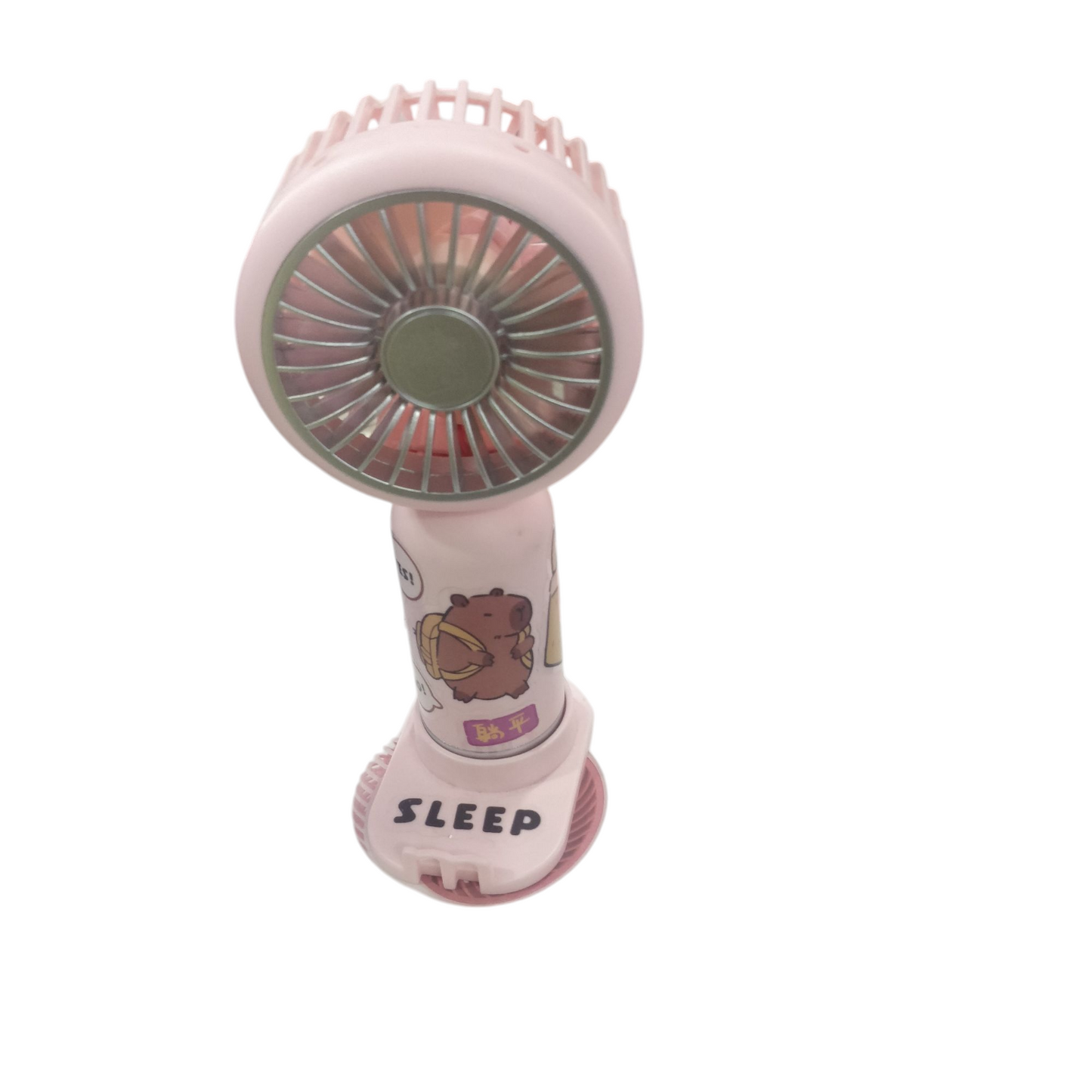 Capybara Chargable Hand Held Fan With Stickers