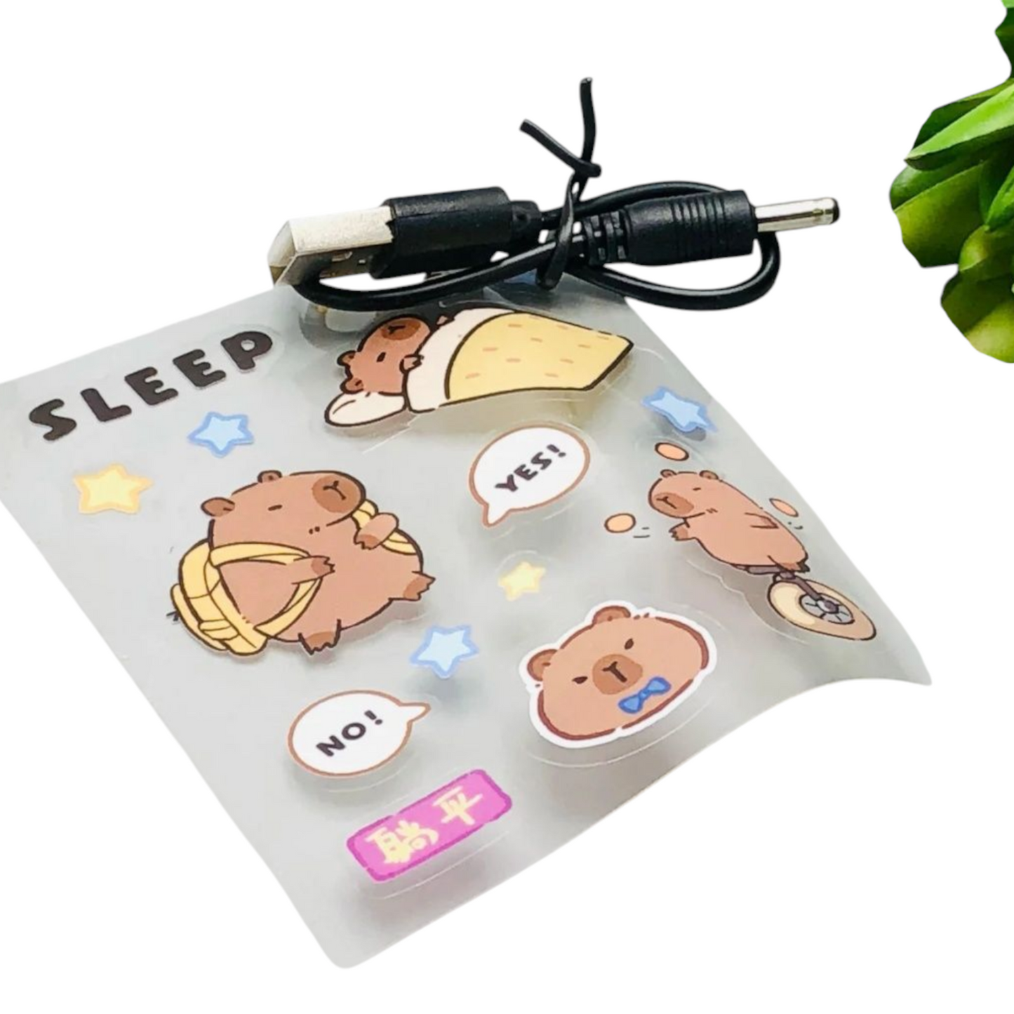Capybara Chargable Hand Held Fan With Stickers